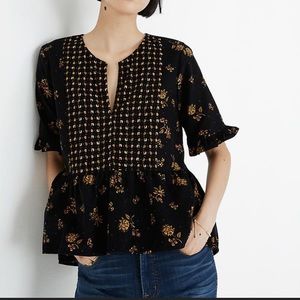 Madewell Corduroy Acorn Foulard Top Size Medium